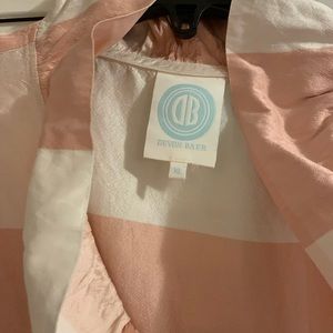 Devon Baer silk ruffle top. Pink and cream.